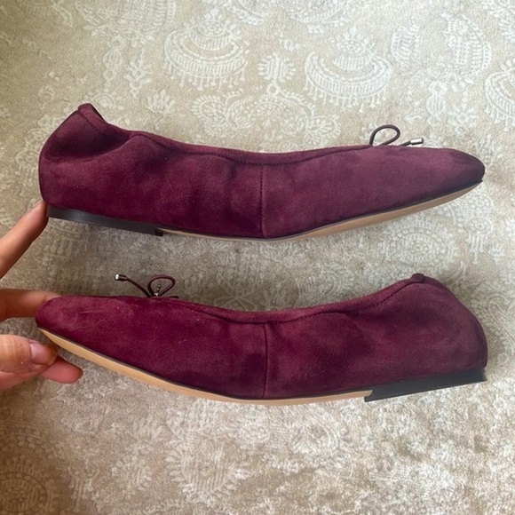 Brand New SAM EDELMAN Felicia Genuine Suede Bow Ballet Flats Burgundy Loafers - Picture 11 of 16